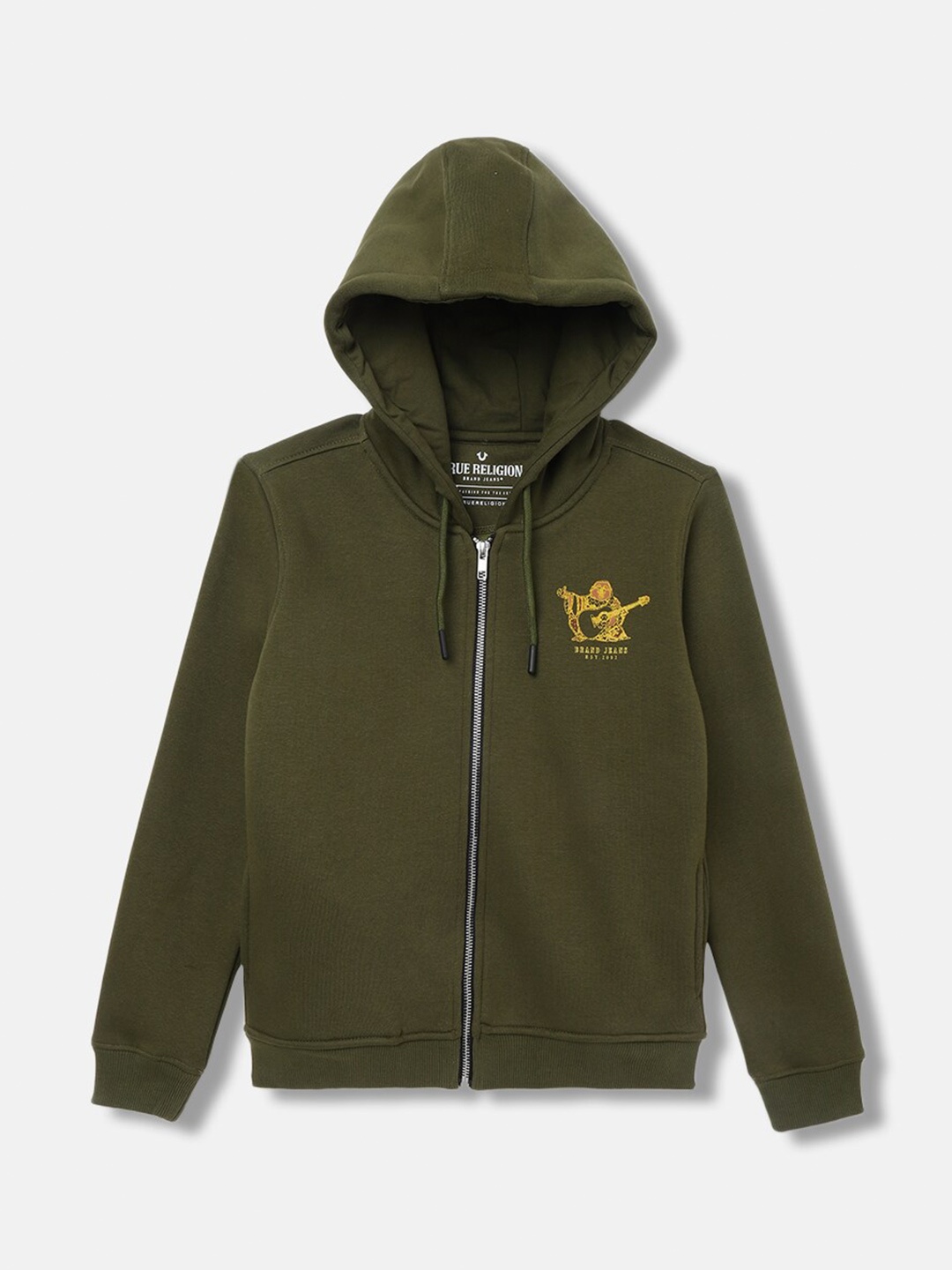 

True Religion Boys Hooded Cotton Front Open Sweatshirt, Olive