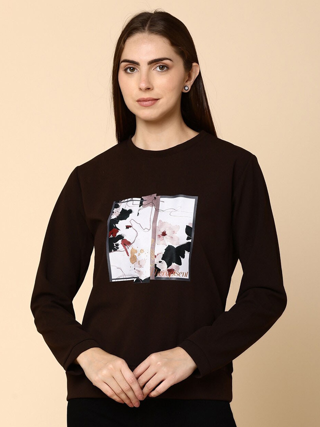 

V-Mart Graphic Printed Woollen Sweatshirt, Brown