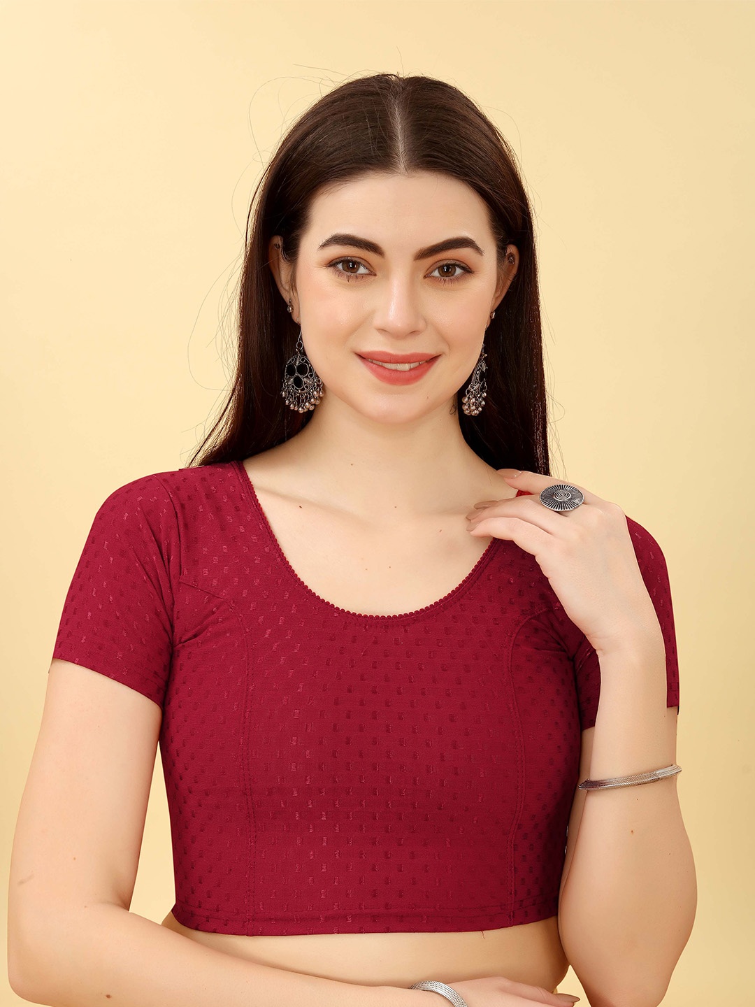 

SHREE SWANGIYAMATA COMPANY Woven Design Saree Blouse, Maroon