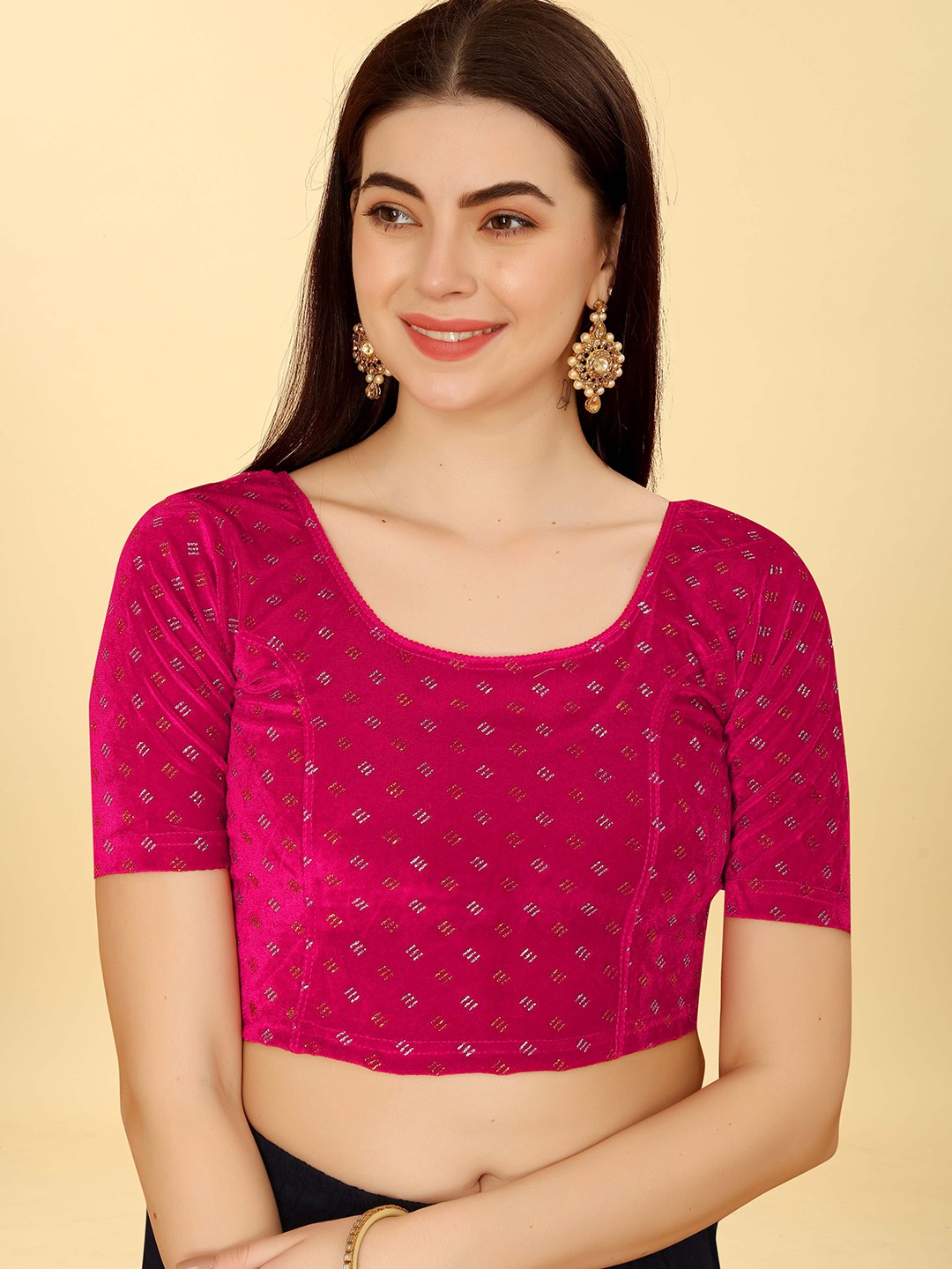 

SHREE SWANGIYAMATA COMPANY Embellished Saree Blouse, Pink