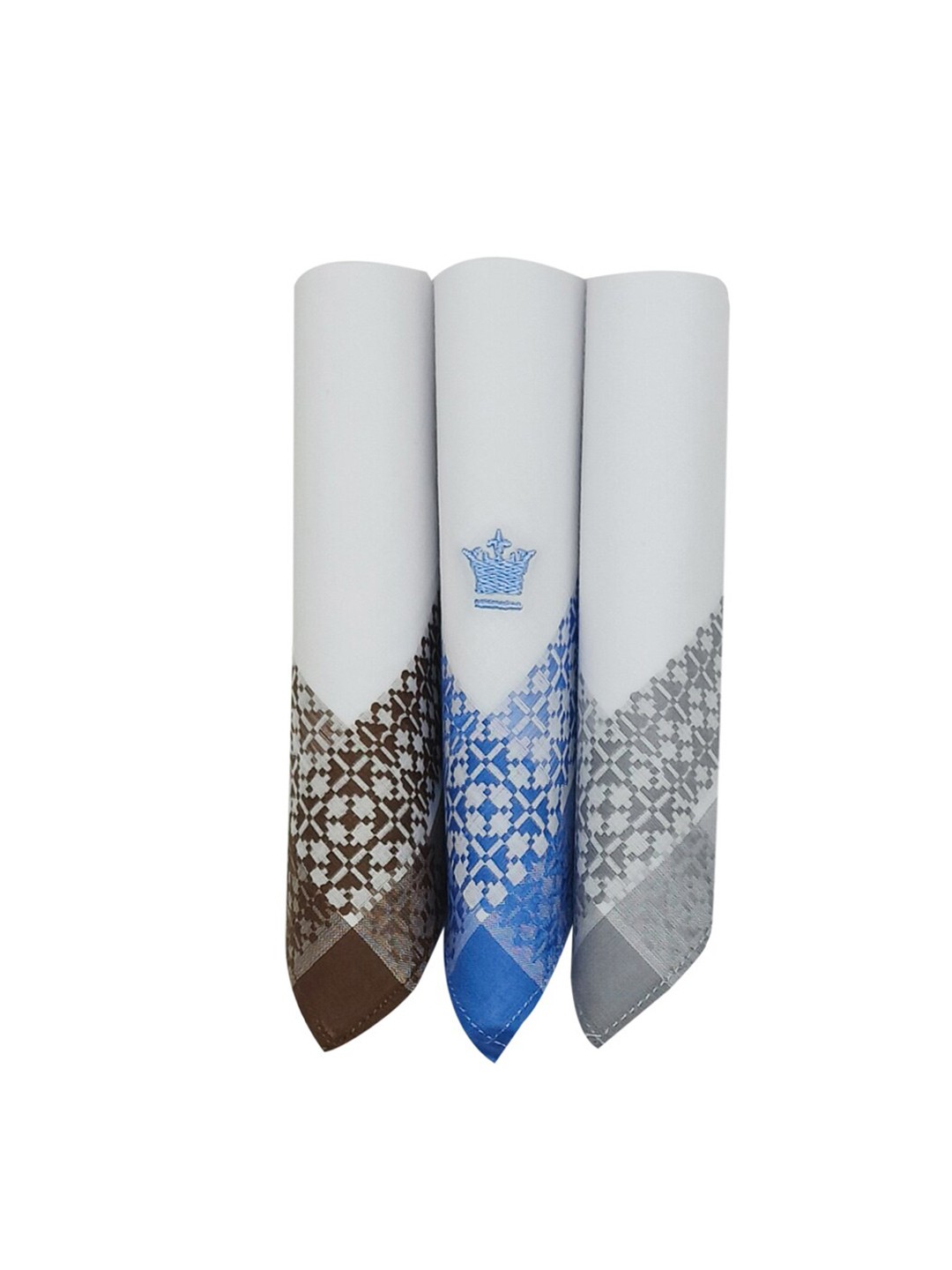 

Louis Philippe Men Pack Of 3 Cotton Handkerchiefs, Brown