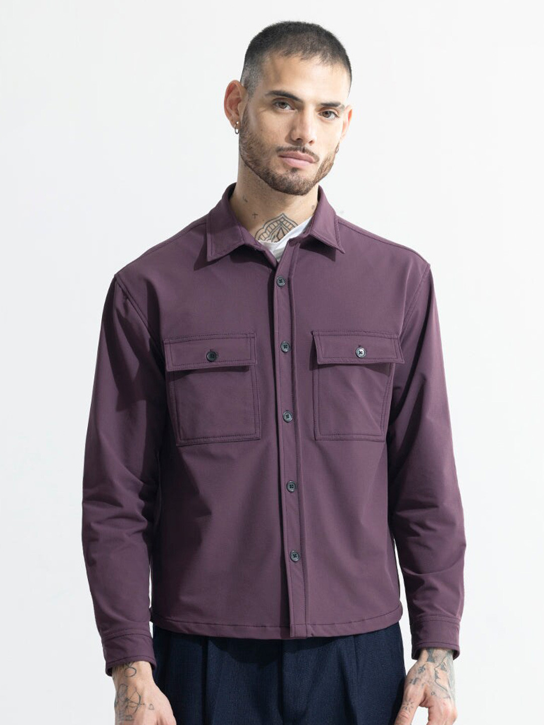 

Snitch Mauve Classic Oversized Casual Shirt