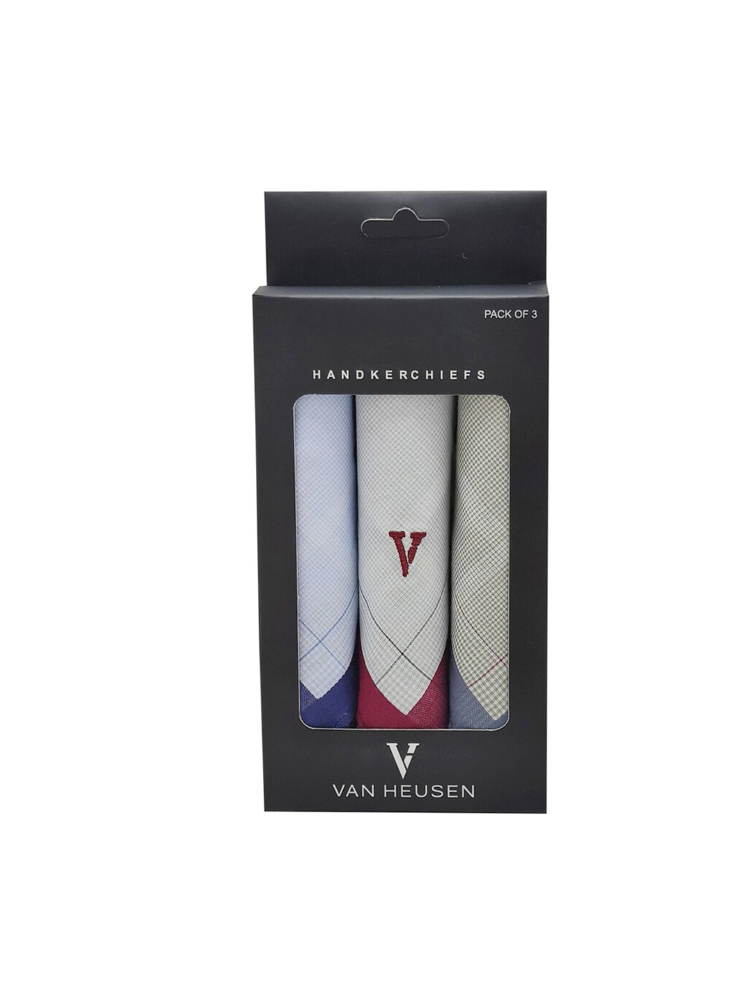 

Van Heusen Men Pack Of 3 Cotton Handkerchiefs, Blue