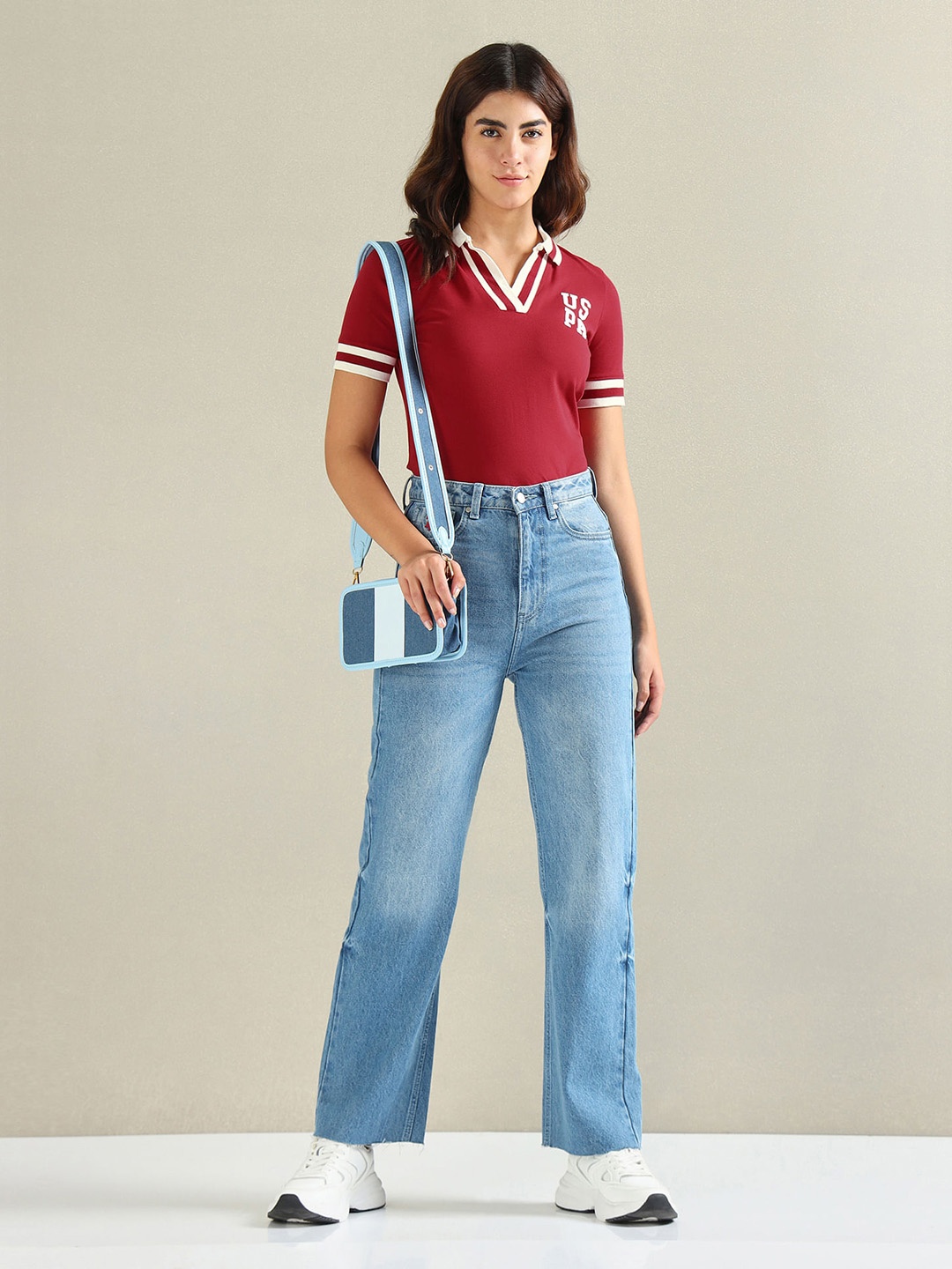 

U.S. Polo Assn. Women Polo Collar Casual T-shirt, Red