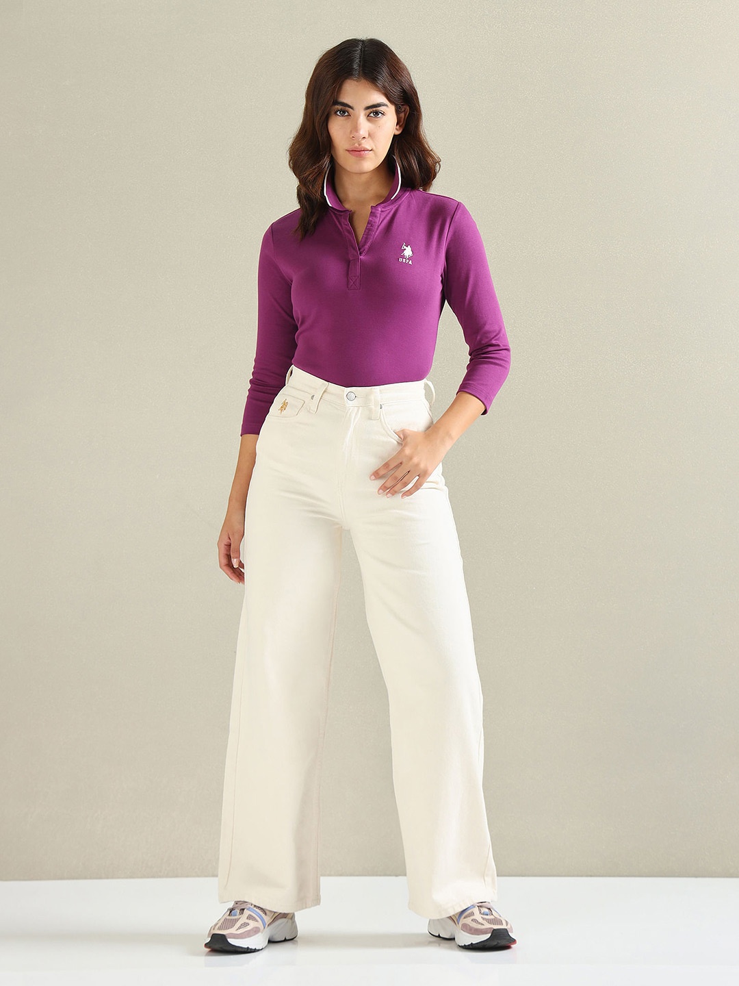 

U.S. Polo Assn. Women Polo Collar Casual T-shirt, Purple