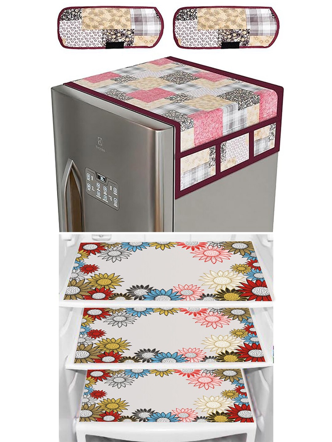 

Dakshya Industries 6 Pieces Beige & Red Floral Printed Refrigerator Covers
