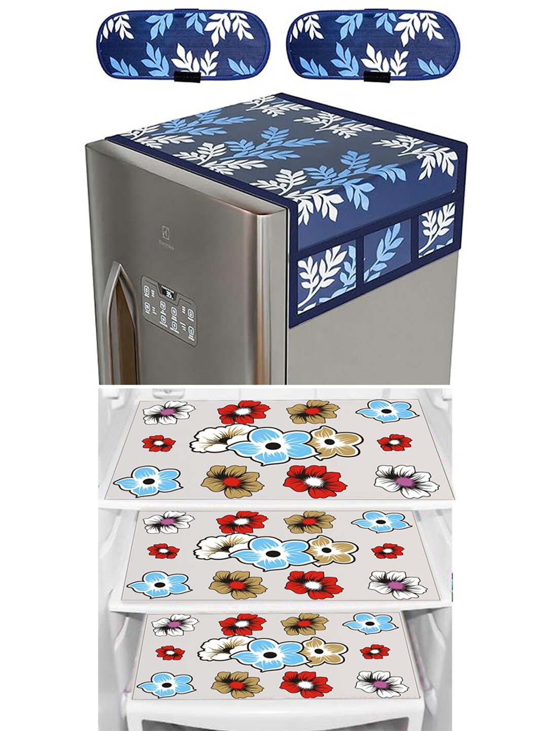 

Dakshya Industries 6 Pieces Blue Floral Printed Refrigerator Covers