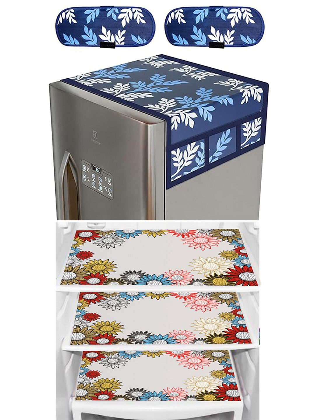 

Dakshya Industries 6 Pieces Blue Floral Printed Refrigerator Covers