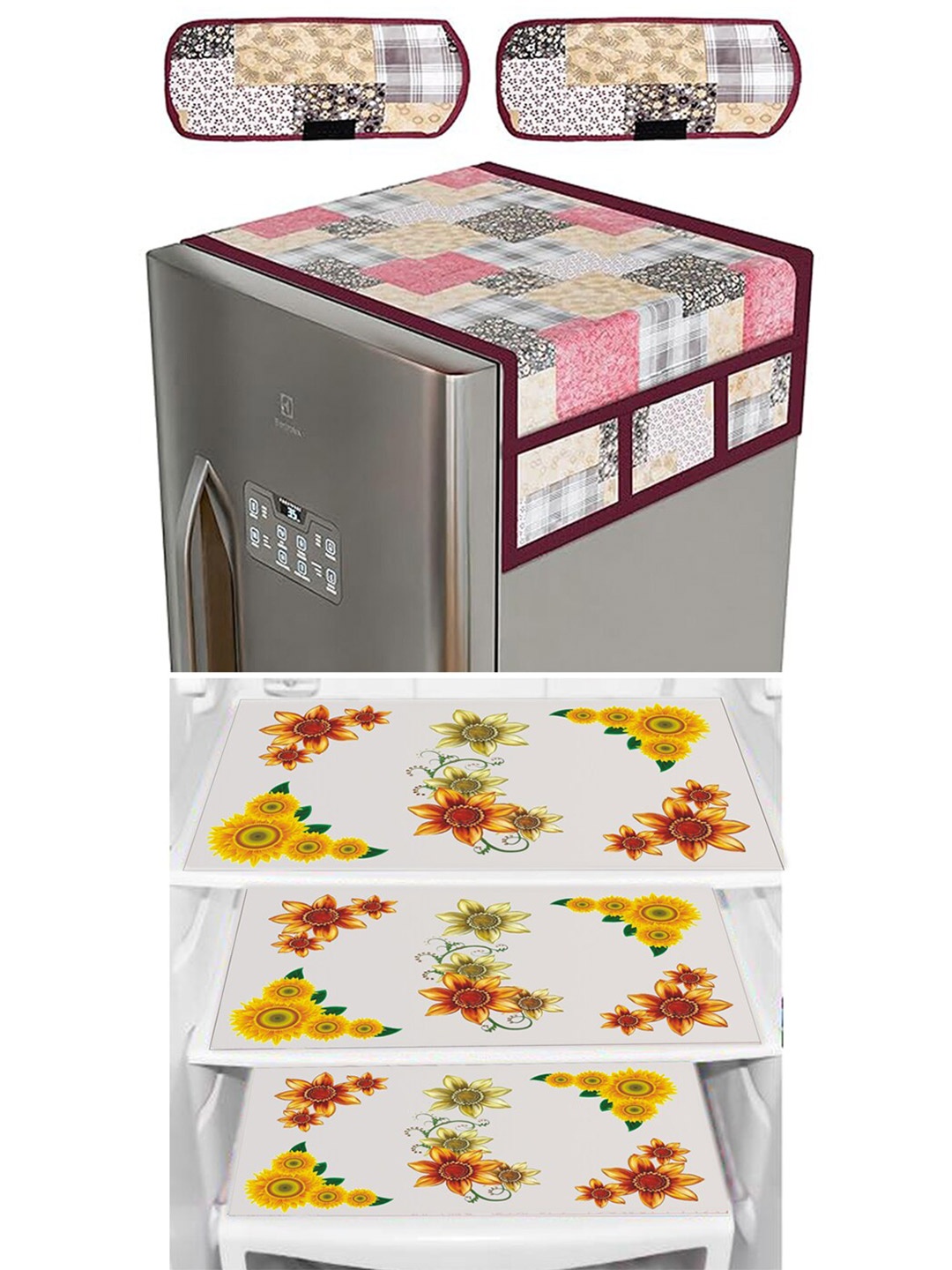 

Dakshya Industries 6 Pieces Yellow & Pink Floral Printed Refrigerator Covers