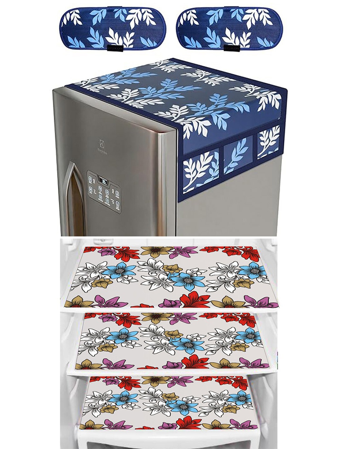 

Dakshya Industries 6 pieces Blue & White Floral Printed Refrigerator Covers