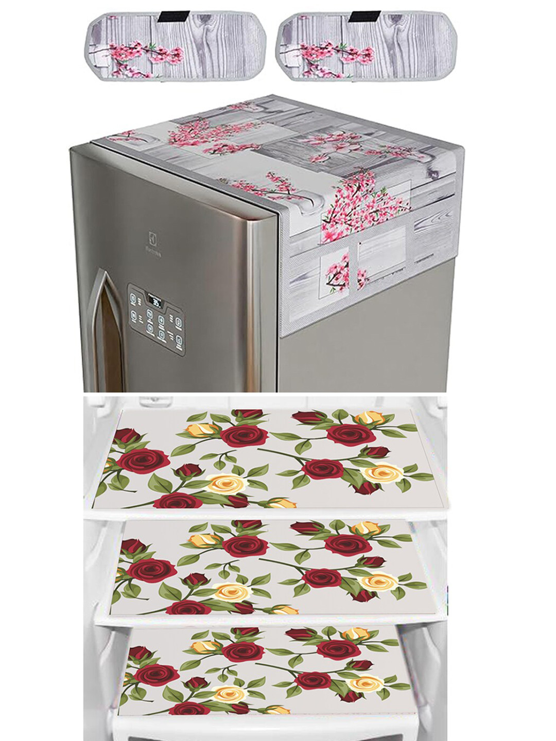 

Dakshya Industries 6 Pieces Floral Printed Refrigerator Covers, Pink