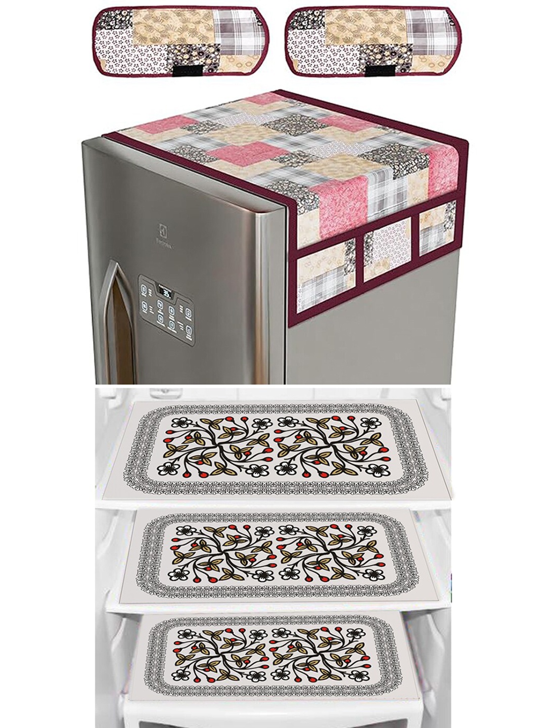 

Dakshya Industries 6 Pieces Beige Floral Printed Refrigerator Covers