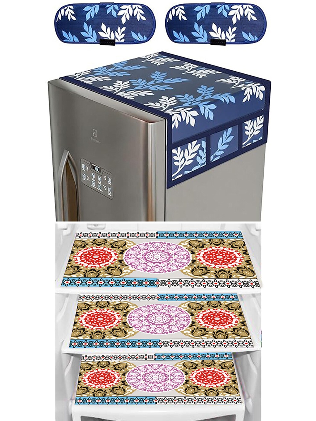 

Dakshya Industries 6 Pieces Blue Floral Printed Refrigerator Covers