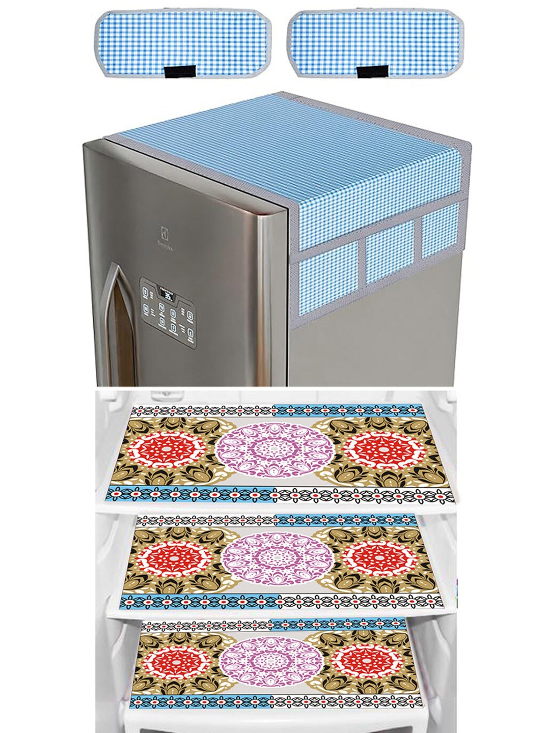

Dakshya Industries Blue & Pink 6 Pieces Floral Printed Refrigerator Covers
