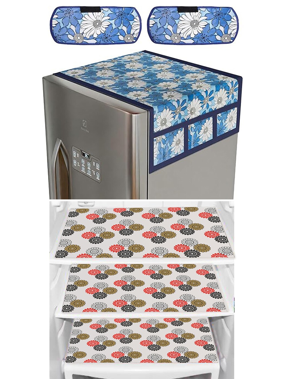 

Dakshya Industries 6 Pieces Blue Floral Printed Refrigerator Covers
