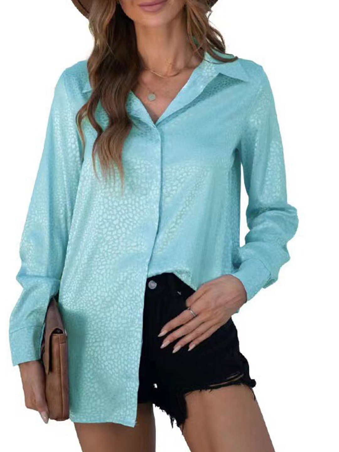 

StyleCast Blue Abstract Printed Long Sleeves Satin Casual Shirt