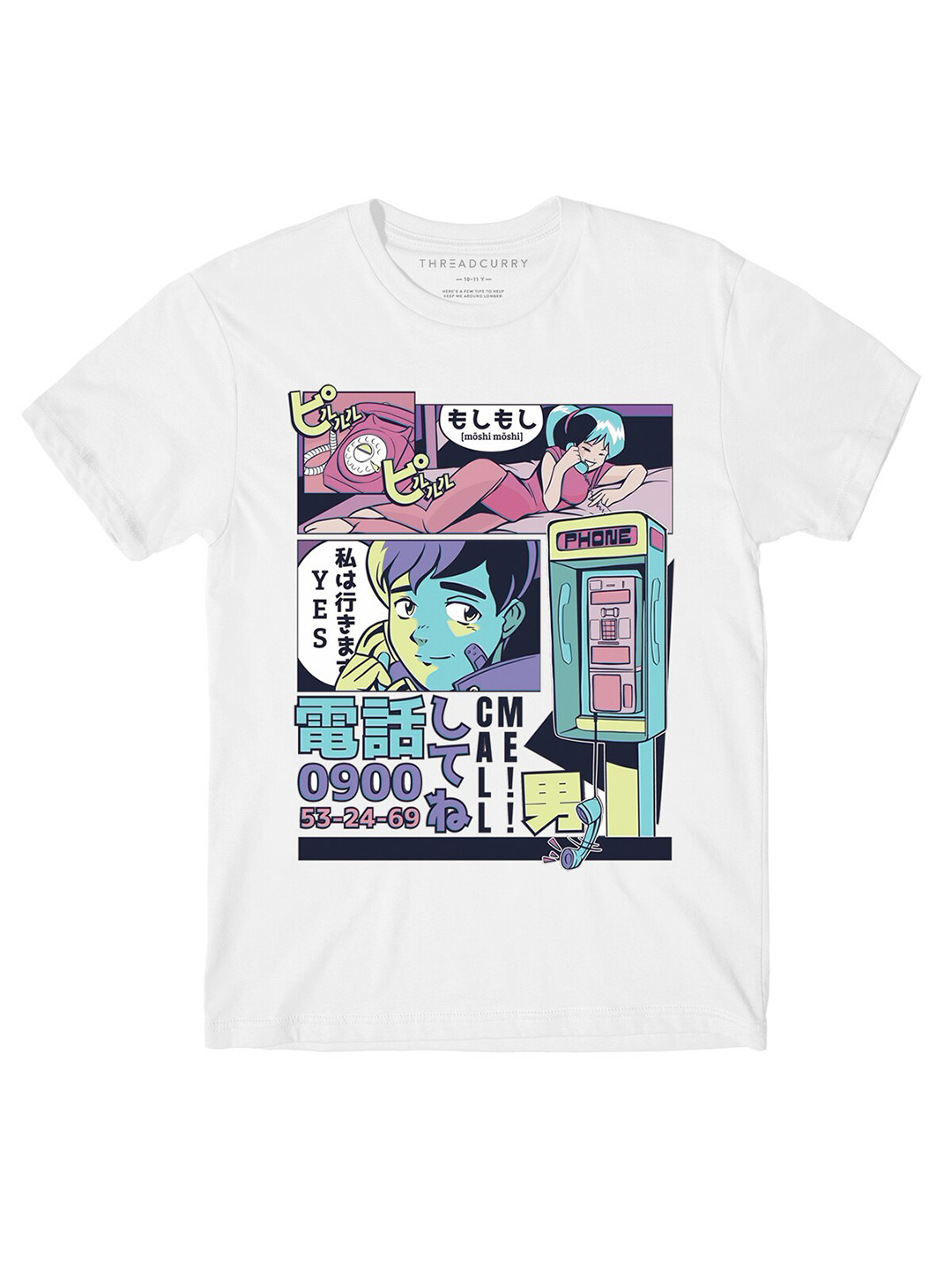 

THREADCURRY Boys Anime Graphic Printed Cotton Casual T-shirt, White