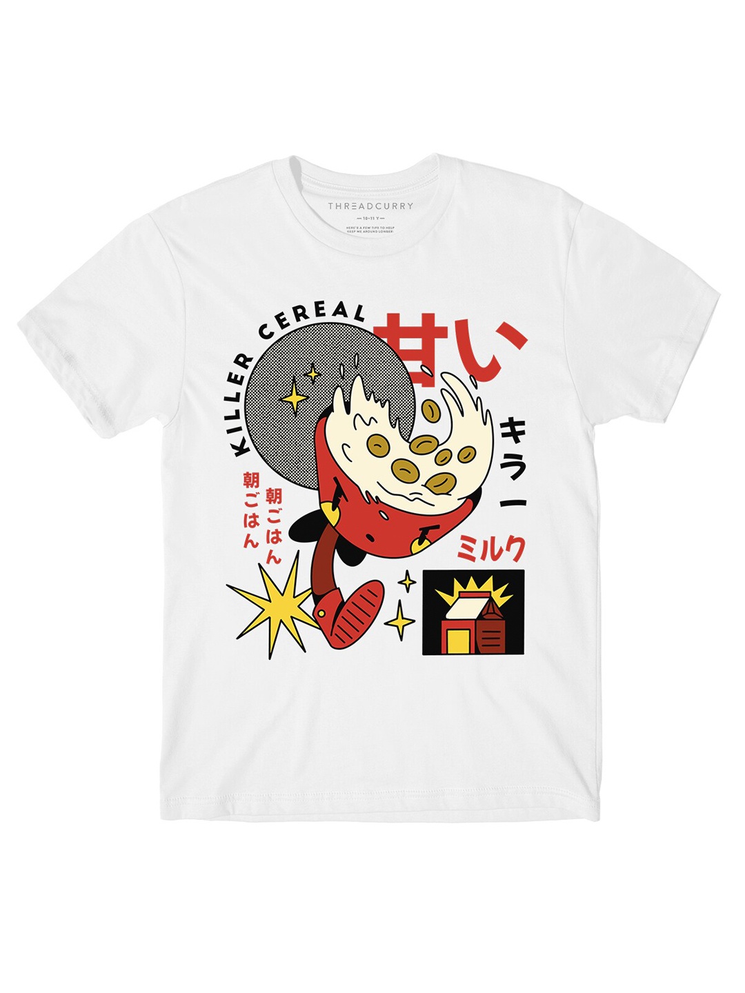 

THREADCURRY Boys Anime Printed Round Neck Cotton T-shirt, White