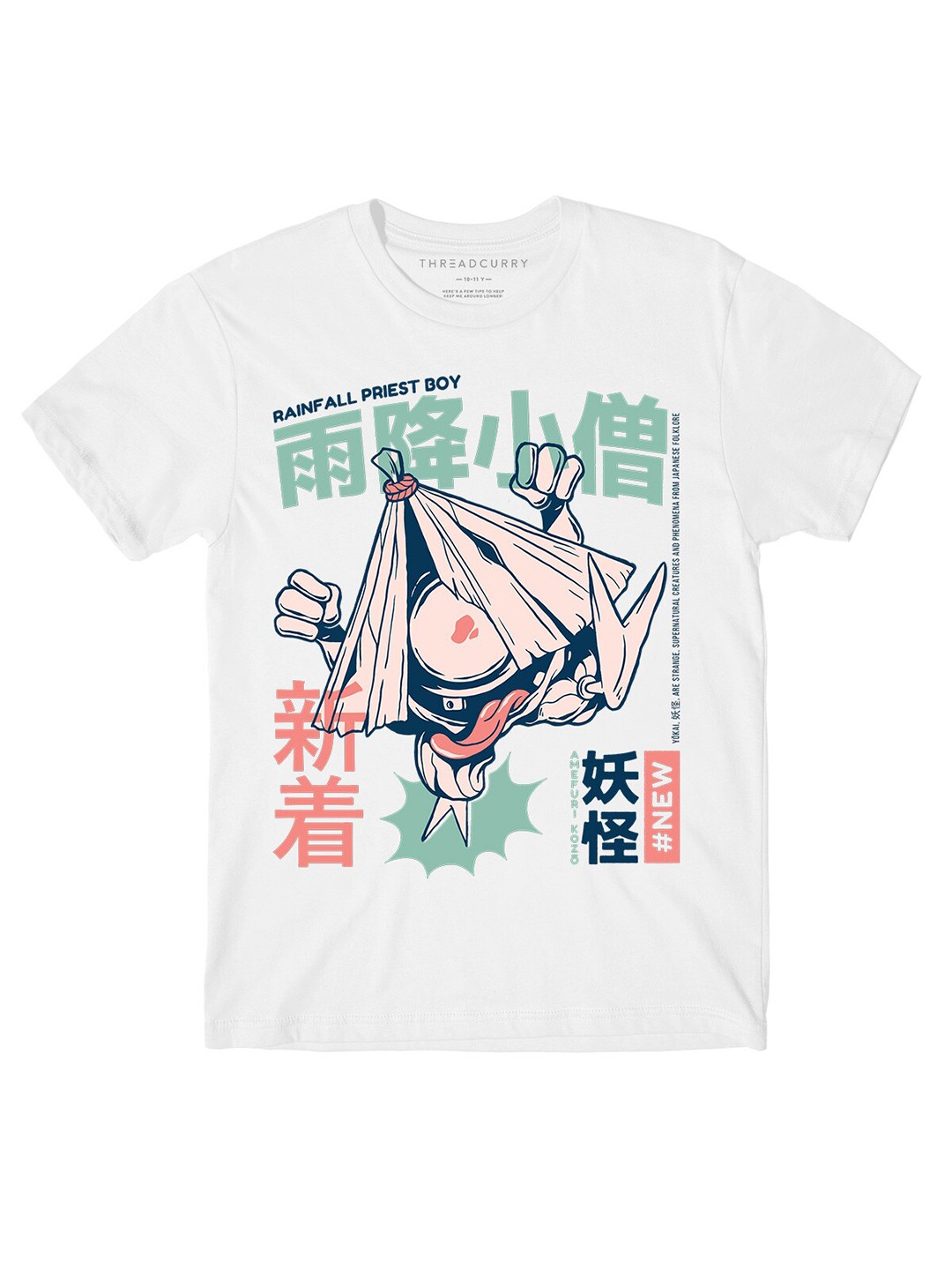 

THREADCURRY Boys Anime Graphic Printed Cotton Casual T-shirt, White