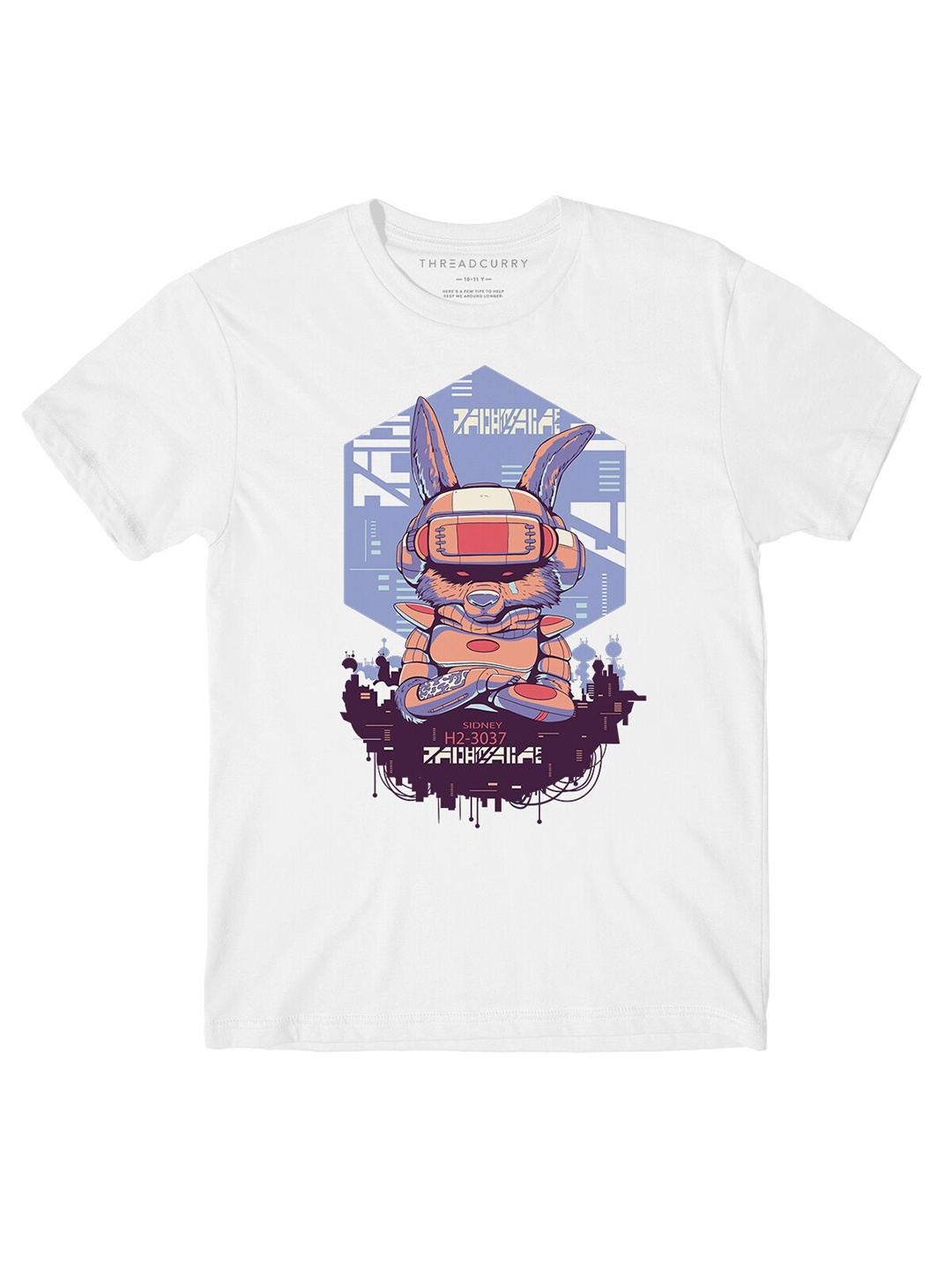 

THREADCURRY Boys Graphic Printed Round Neck Cotton T-shirt, White