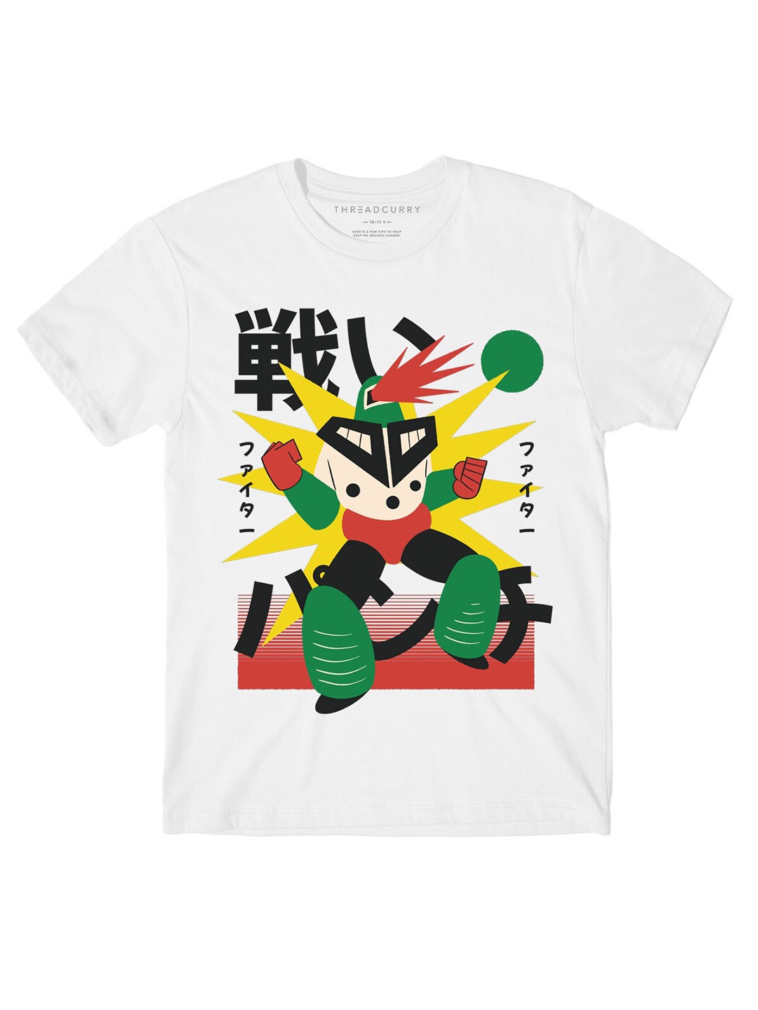

THREADCURRY Boys Anime Printed Round Neck Cotton T-shirt, White
