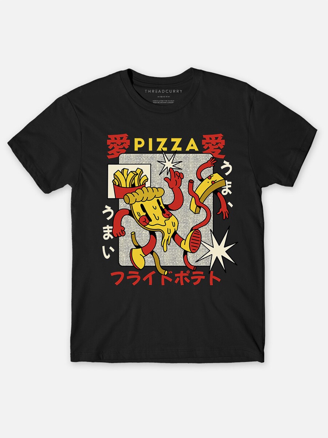 

THREADCURRY Boys Anime Printed Cotton T-shirt, Black