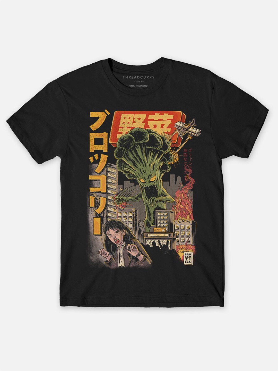 THREADCURRY Boys Anime Printed Round Neck Cotton T-shirt, Black