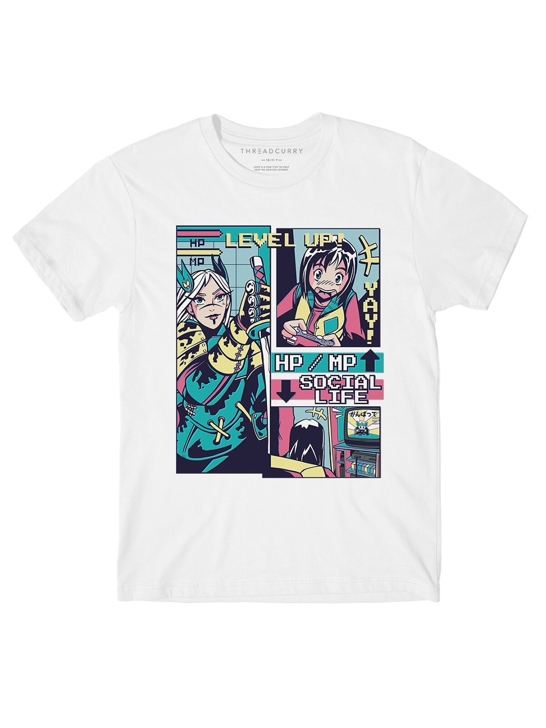 

THREADCURRY Boys Anime Graphic Printed Cotton Casual T-shirt, White