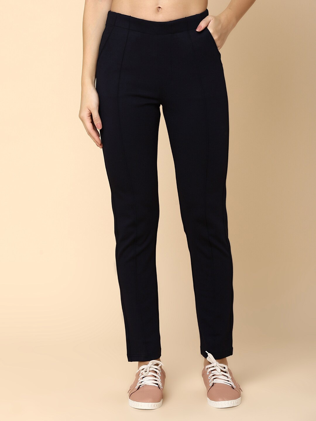 

V-Mart Women Pleated Regular Trousers, Blue