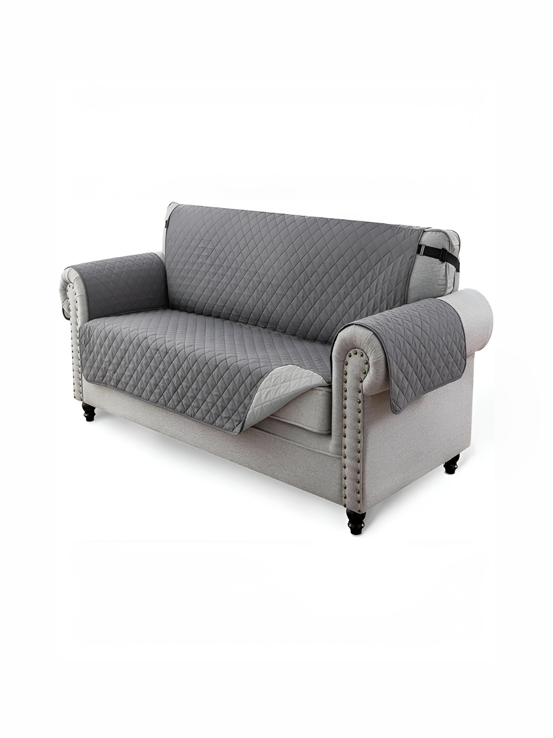 

HOUSE OF QUIRK Grey Checked 4 Seater Reversible Sofa Slipcovers