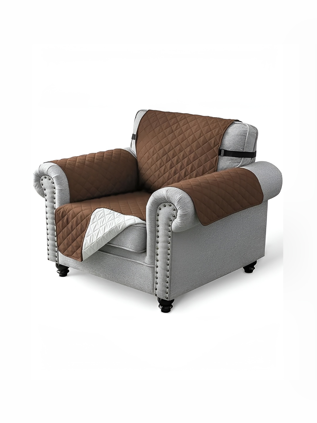 

HOUSE OF QUIRK Brown Solid 1 Seater Reversible Sofa Slipcovers
