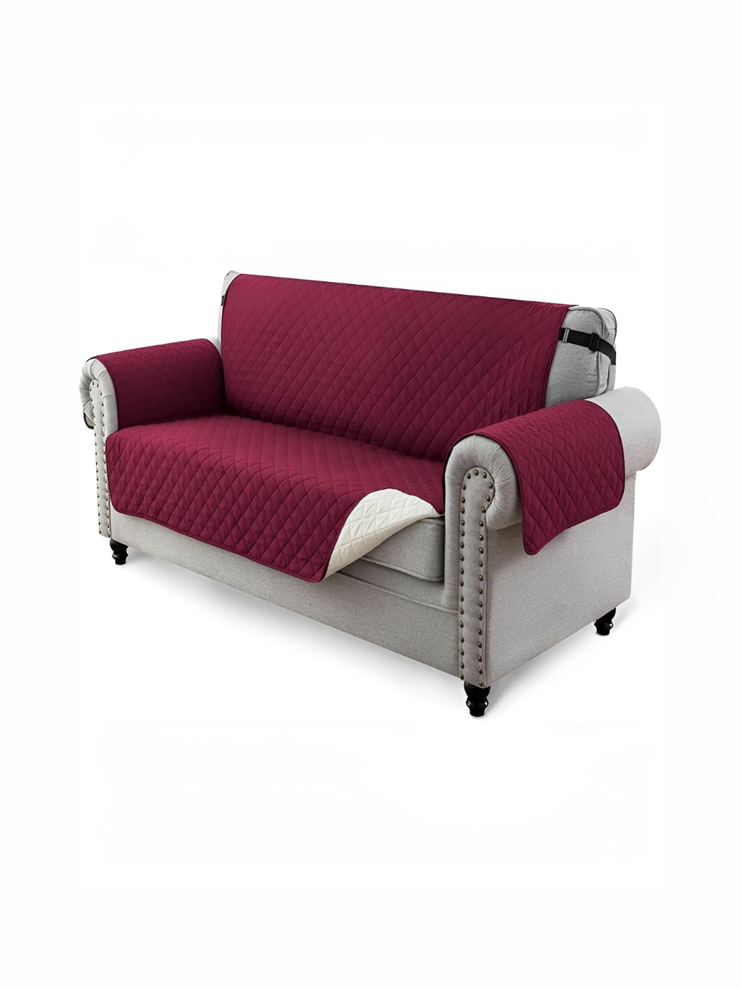 

HOUSE OF QUIRK Maroon Solid 4 Seater Reversible Sofa Slipcovers