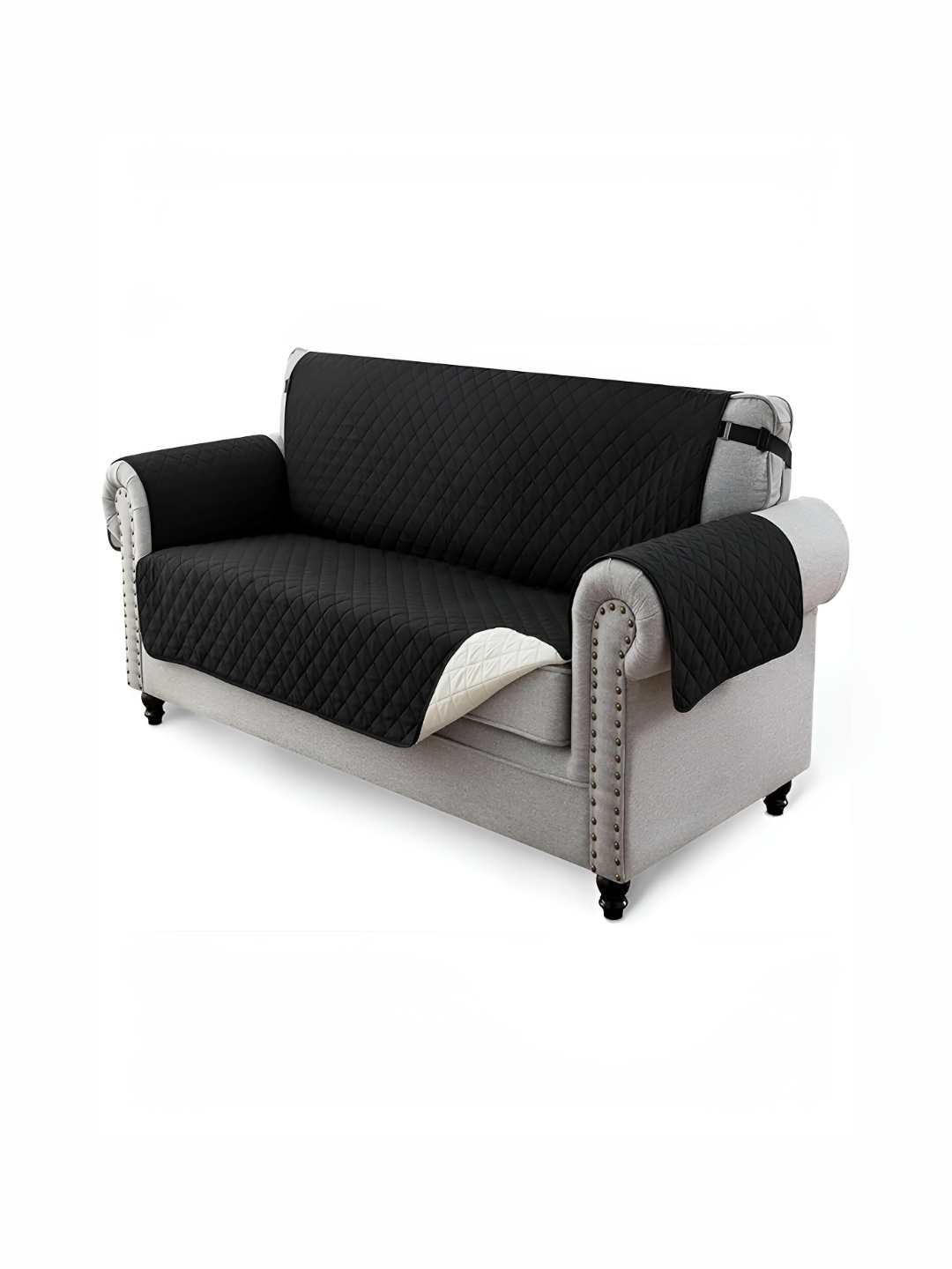 

HOUSE OF QUIRK Black Solid 4 Seater Reversible Sofa Slipcovers