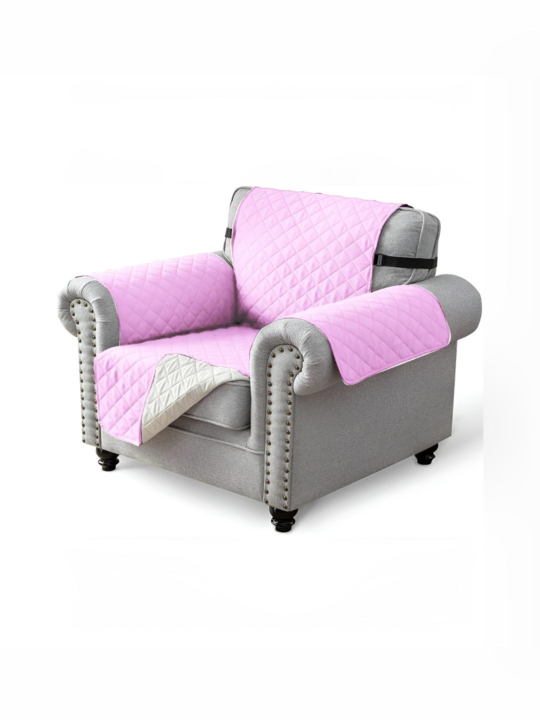 

HOUSE OF QUIRK Pink Solid 1 Seater Reversible Sofa Slipcovers