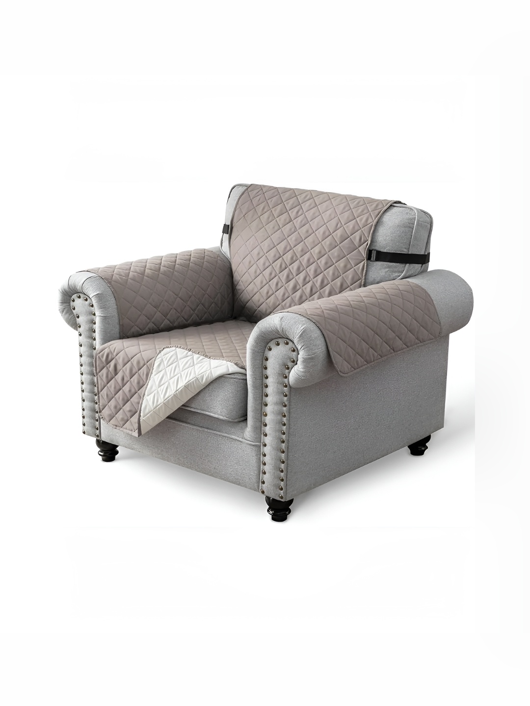 

HOUSE OF QUIRK Grey Solid 1 Seater Reversible Sofa Slipcovers