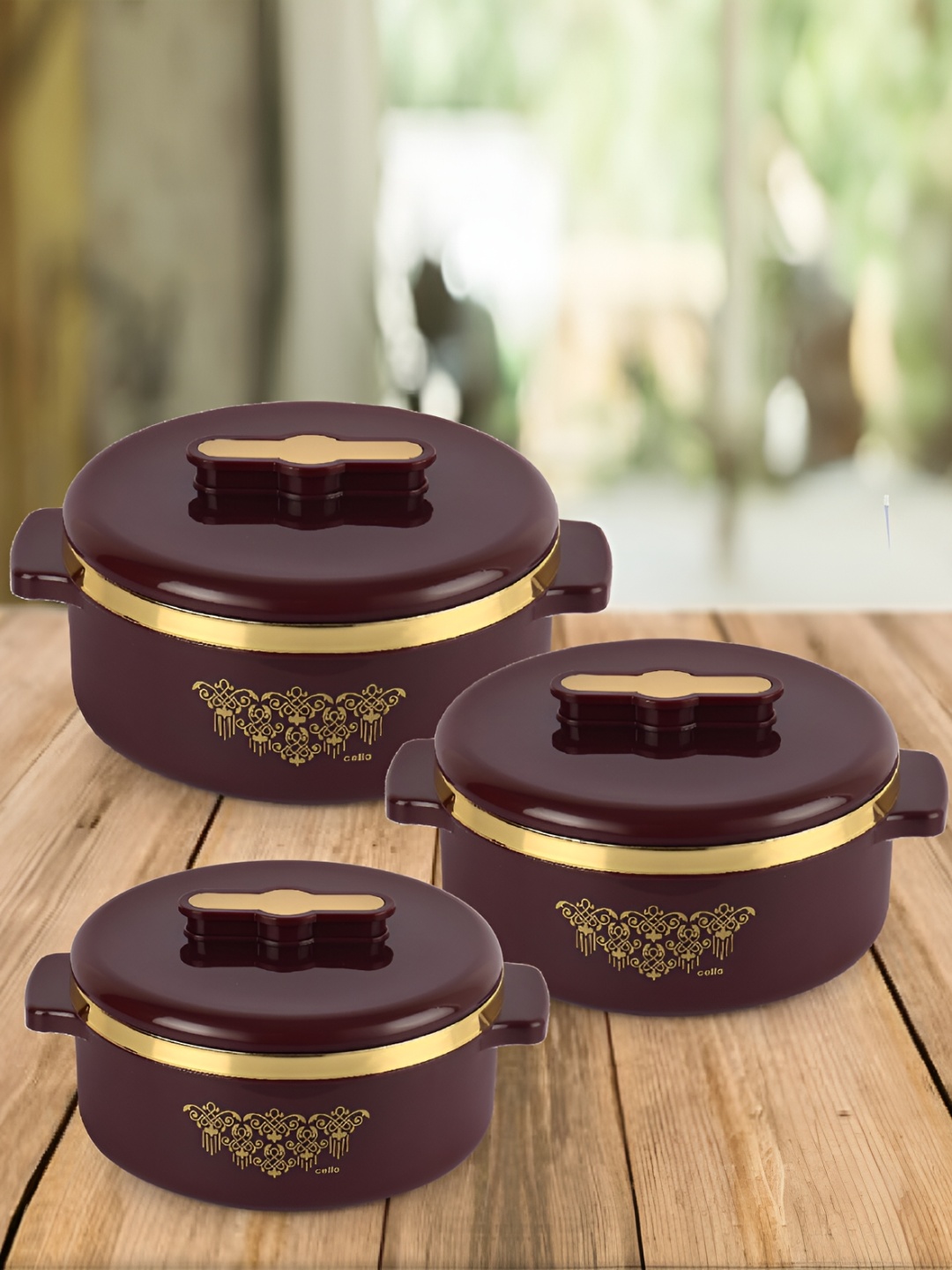 

Cello Brown & Gold-Toned 3 Pieces Stainless Steel Food Container