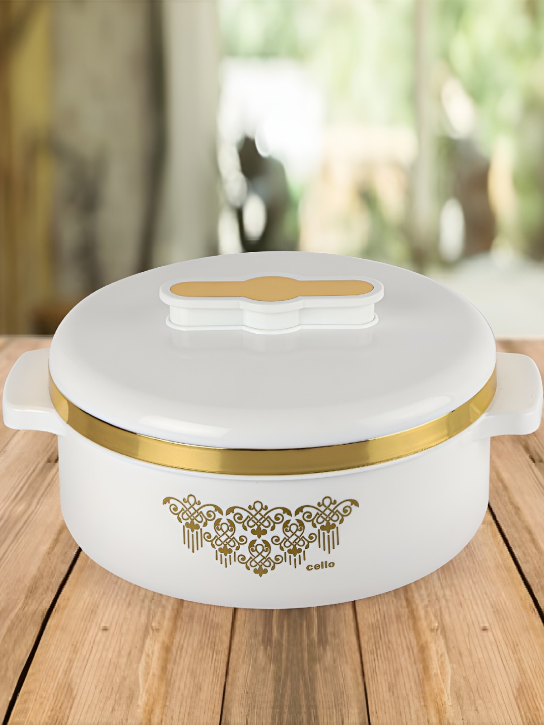 

Cello White & Gold-Toned Stainless Steel Food Container 2.5 L