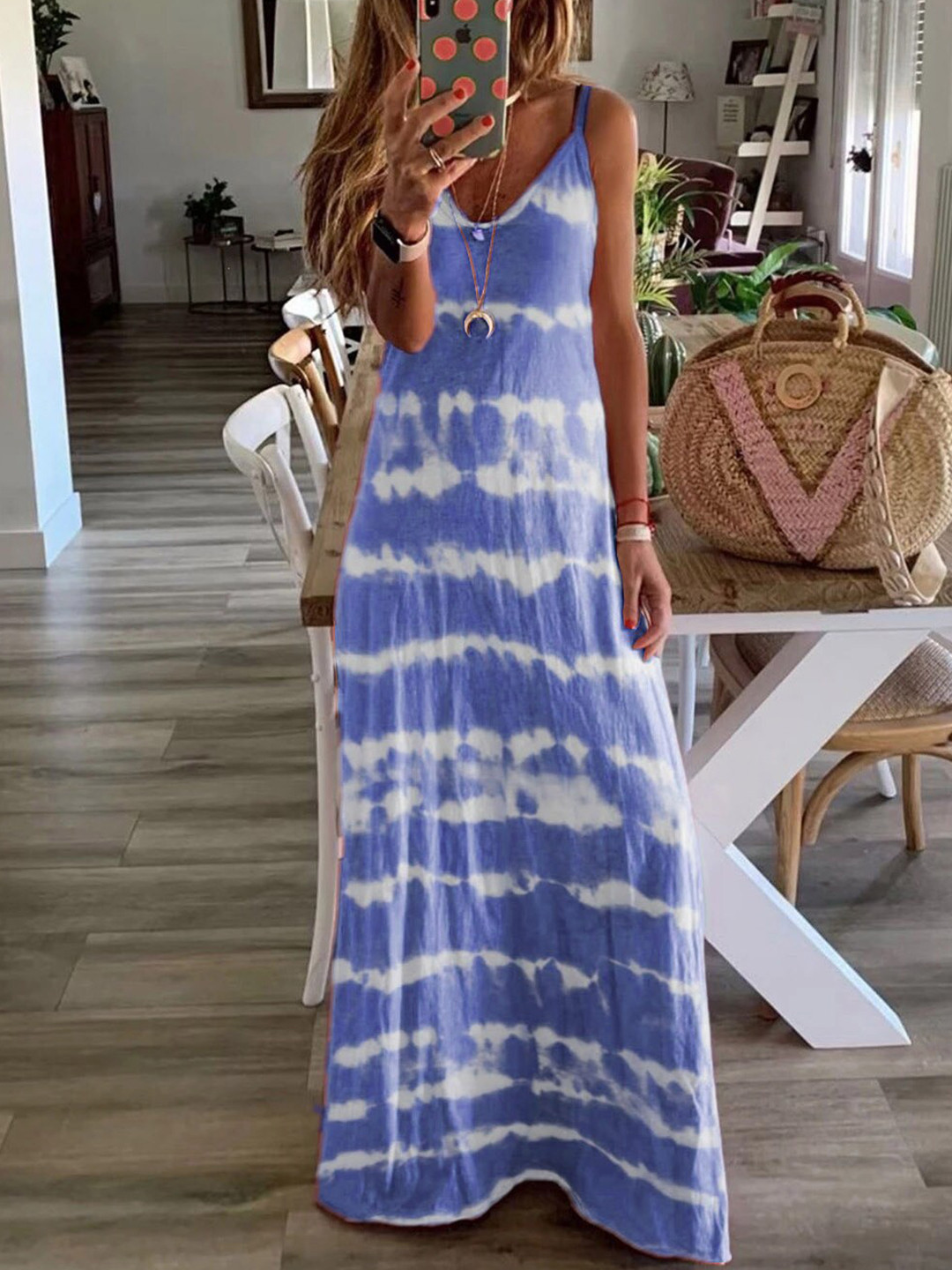 

StyleCast Blue Tie and Dye Printed Cotton Maxi Dress