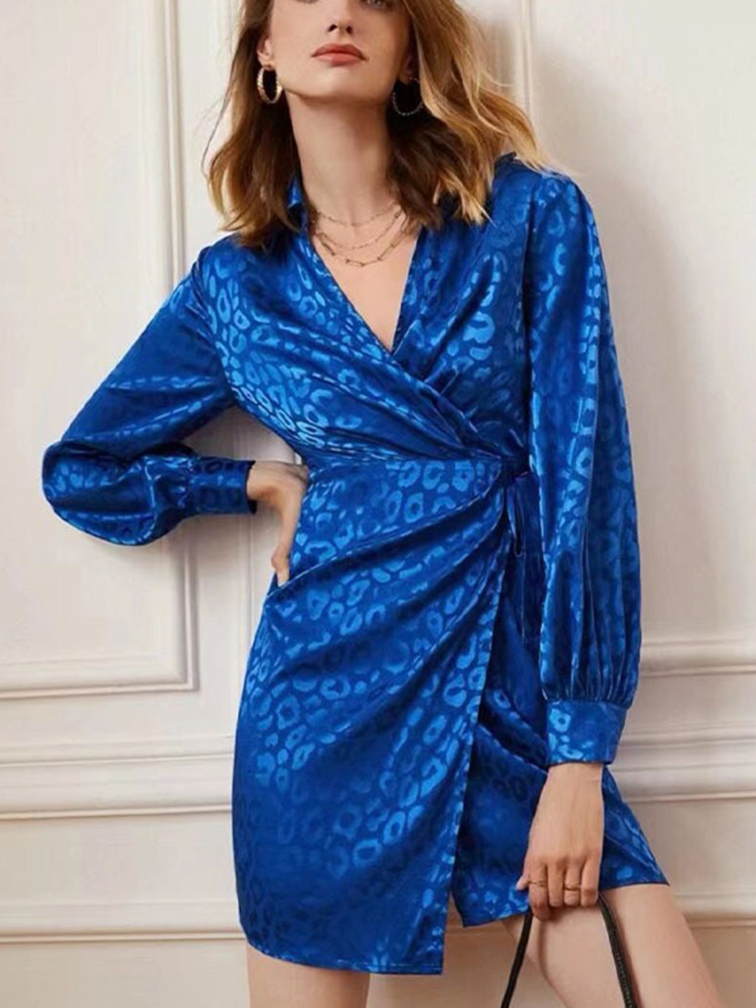 

StyleCast Blue V-Neck Wrap Mini Dress