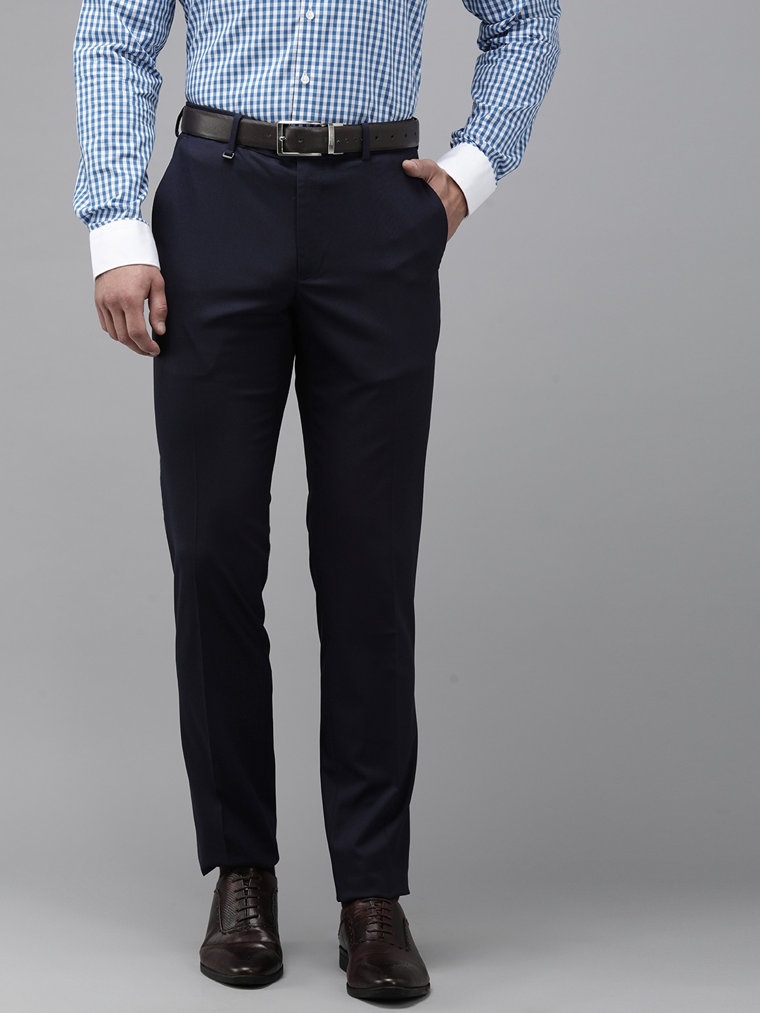 

Van Heusen Men Slim Fit Formal Trousers, Navy blue