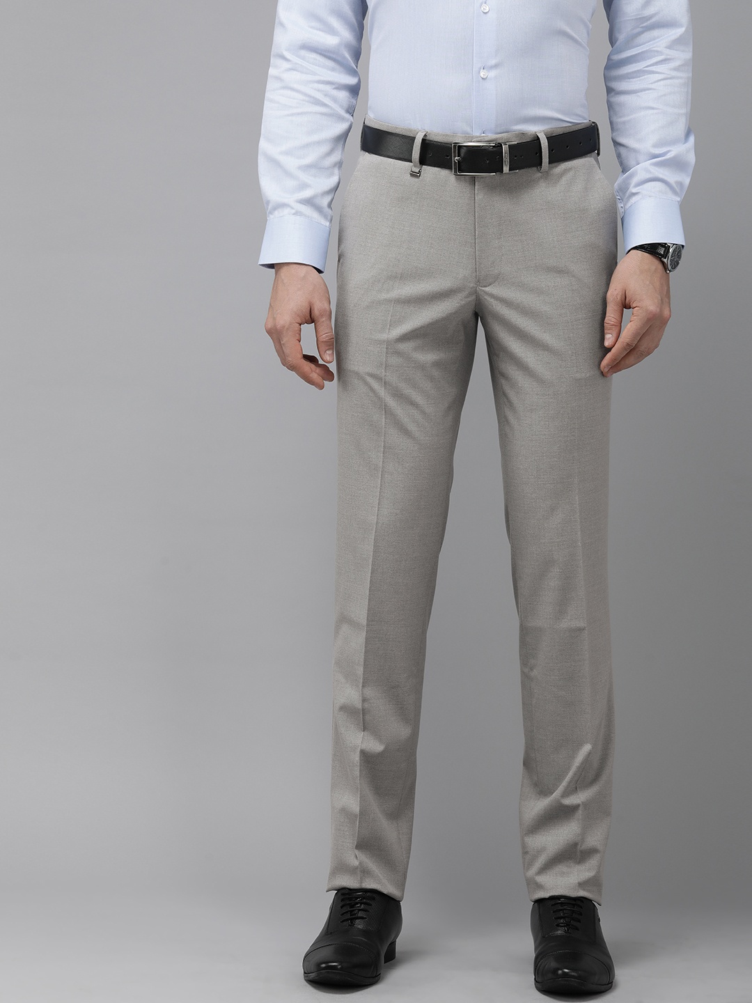 

Van Heusen Men Solid Slim Fit Formal Trousers, Grey