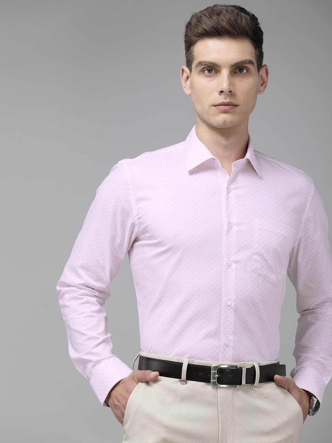 

Van Heusen Pure Cotton Slim Fit Geometric Printed Formal Shirt, Pink