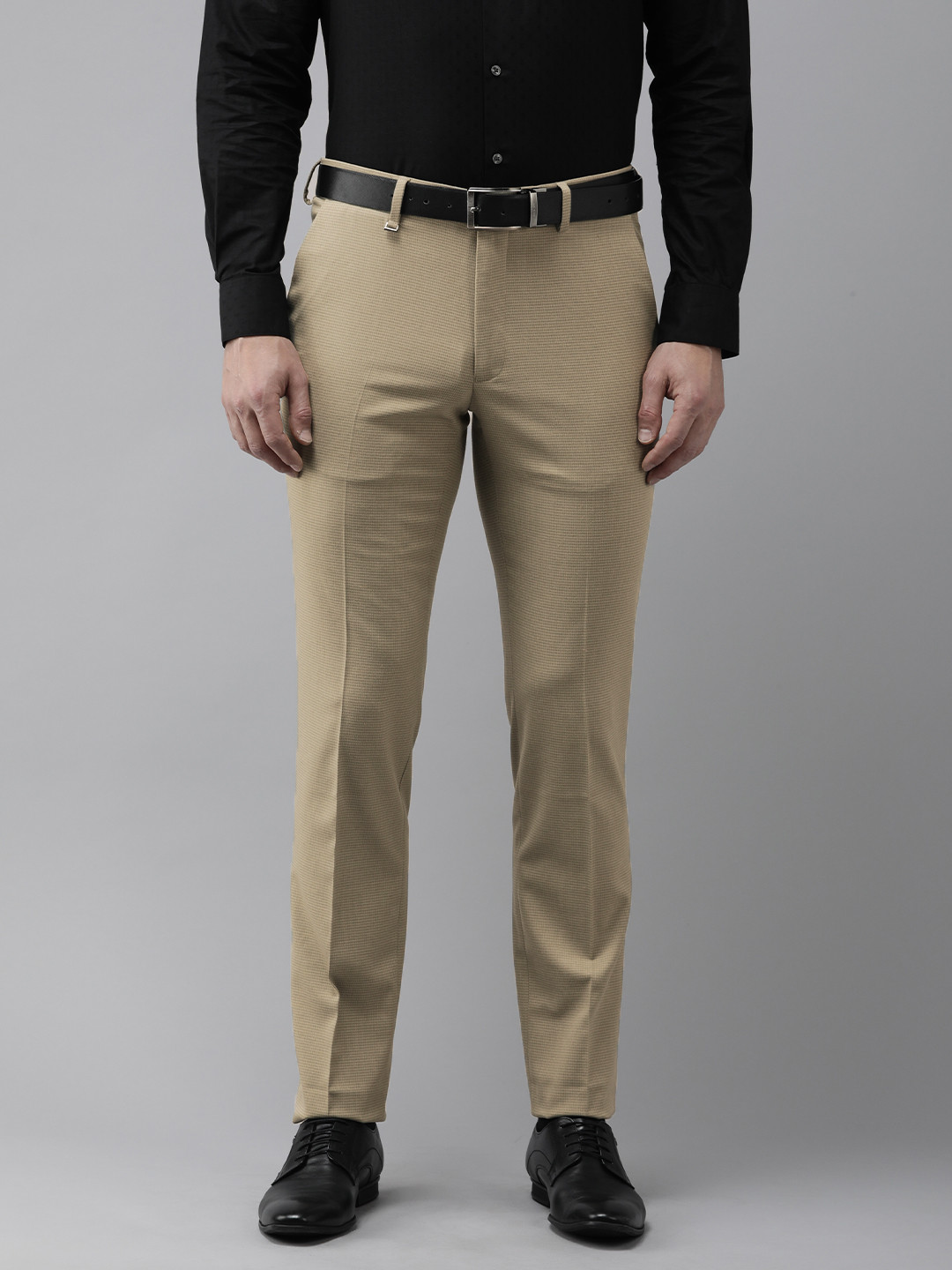 

Van Heusen Men Self Design Textured Slim Fit Formal Trousers, Khaki