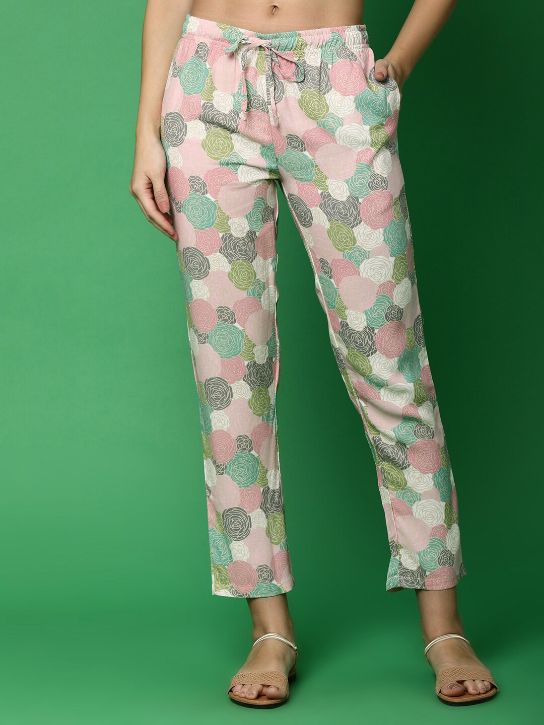 

V-Mart Printed Mid-Rise Lounge Pants, Pink