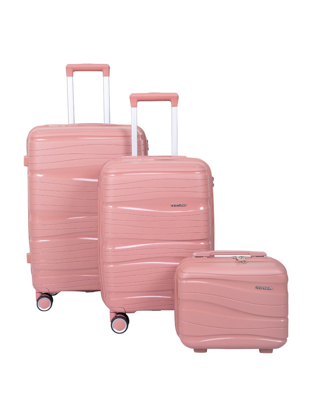 

Polo Class Set Of 3 Textured Hard-Sided Trolley Suitcases Bags 70 L, Rose gold