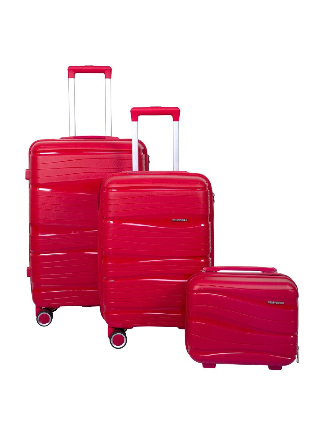 

Polo Class Set Of 3 Textured Hard-Sided Trolley Suitcases With 1 Vanity Bag - 70 L, Red