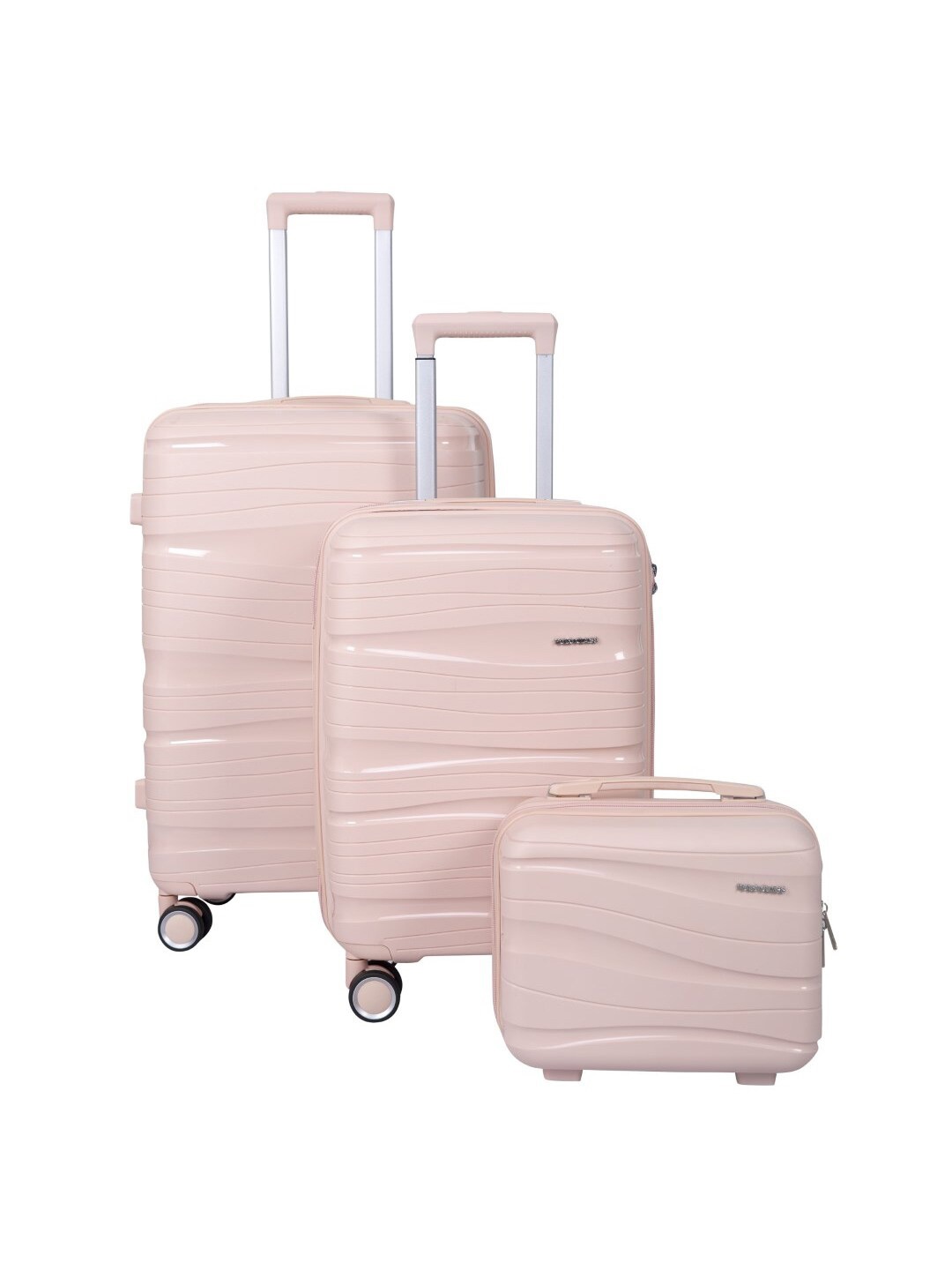 

Polo Class Set Of 3 Textured Trolley Bag With vanity, Pink
