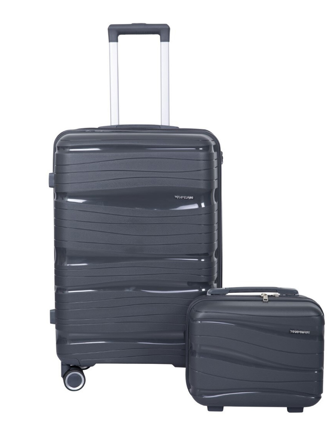 

Polo Class Textured Trolley Bag With Vanity Bag, Grey
