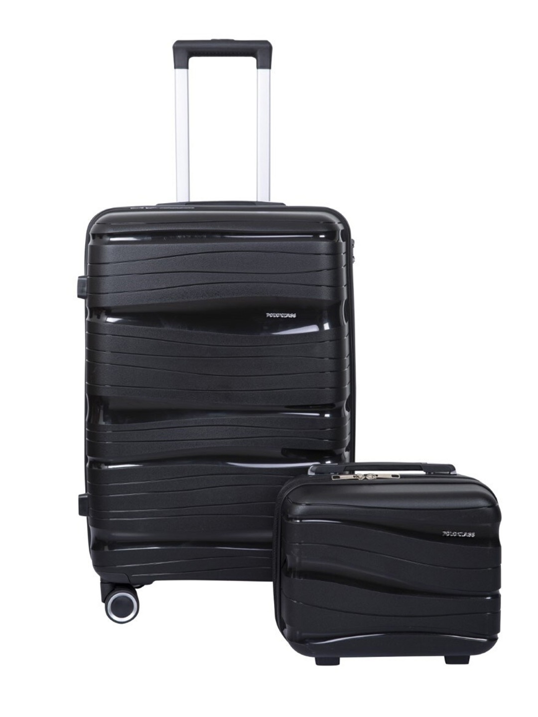 

Polo Class Set of 2 360-Degree Rotation Trolley Bags With Vanity Bag, Black