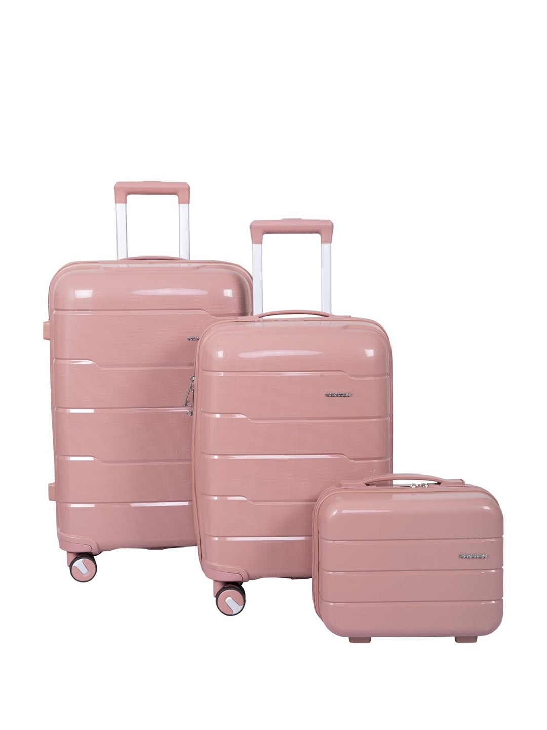 

Polo Class Set Of 3 Textured Hard Sided Trolley & Vanity Bag, Rose gold